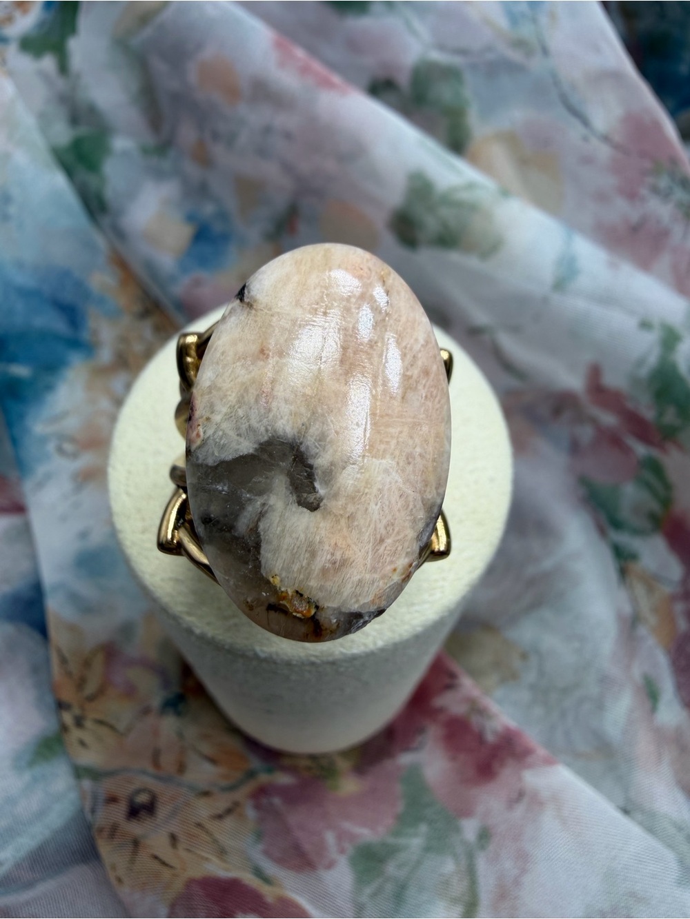 👍30%off Studio Barse Rutilated Quartz Pink and Cream Oval Stone Ring #456R